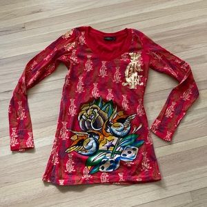 Christian Audigier Long Sleeve Shirt Ed Hardy